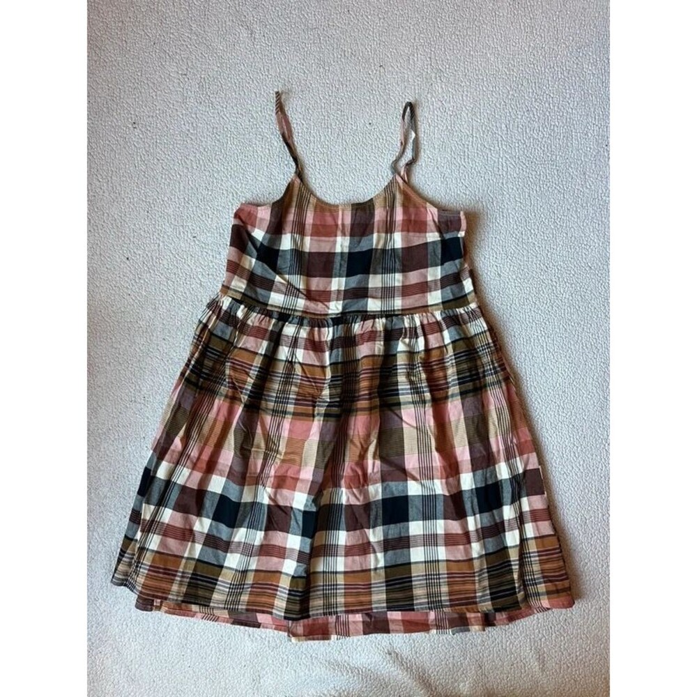 Madewell Plaid Babydoll Dress Brown Womens XS